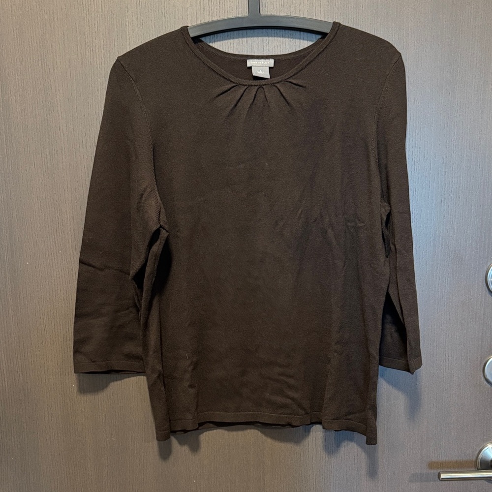 Ann Taylor Dark Brown Crew Neck Sweater